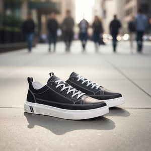 Men's Casual Sneakers Pu Leather Round Toe Lace-up Fashion Trend All Seasons <b>Walking</b> <b>Shoes</b> Rubber Sole Sport <b>Style</b> - Product Image 2