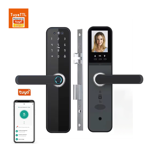 Tuya 6068 Cat's Eye Smart Lock Fingerprint & Password Deadbolt for Aluminum Wood Steel Doors-WiFi Network Compatible