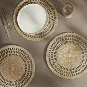 Handwoven Seagrass Placemat Round Natural Fiber Table <b>Mat</b> Eco Friendly Heat Insulation Dining Table Decor Handmade - Product Image 1