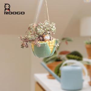 Maceta colgante con forma de maíz y <span class=keywords><strong>Mango</strong></span> Verde Roogo, maceta de escritorio funcional, decoraciones de pared - Product Image 2