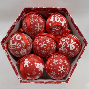 Set di 7 Palline di <span class=keywords><strong>Natale</strong></span> Infrangibili Longstar, Decorazioni Natalizie in Schiuma con Nastri Rossi per Albero di <span class=keywords><strong>Natale</strong></span> - Product Image 2