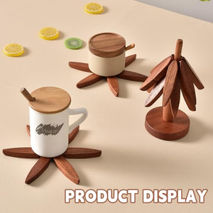 Eco-Friendly Polished Wooden <b>Christmas</b> <b>Tree</b> Decorative Table <b>Mats</b> Coasters Holder Trivets for Hot Dishes Cups - Product Image 2