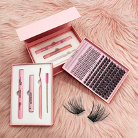 Kit de cils en grappe de style naturel en gros cils de bricolage de marque privée