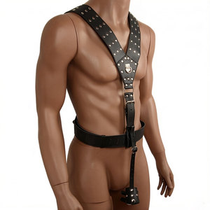 Arnés de cuero sexy para hombre, estilo bondage, para discoteca, con correas de sujeción, arnés para dildo, cinturón de pecho, ropa fetichista. - Product Image 4