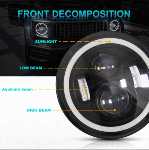 ไฟหน้า LED ทรงกลมขนาด7 "<span class=keywords><strong>H4</strong></span> HS1ไฟหน้ารถจักรยานยนต์ H13 9003รูตานางฟ้าไฟเลี้ยวสีเหลืองสำหรับรถจี๊ป Wrangler - Product Image 4