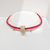 Bracelet en laiton plaqué or avec cordon rouge porte-bonheur, zircon multicouche, unisexe, pour femmes