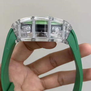 High-quality RM004 mechanical <b>watch</b> with transparent crystal <b>case</b>, chronograph function and tonneau design - Product Image 6