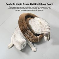 2 pièces Arbre à chat pliable en carton avec boule et griffoir magique à 1 niveau pour salon