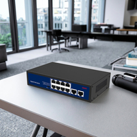 10-Port Gigabit PoE Switch DIP Switch (VLAN/Default/memperpanjang) 96W 8x 802.3af/at PoE Ports 2x Gigabit uplink jaringan Poe Switch