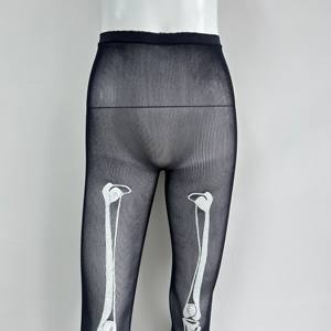 Calcetines brillantes hasta el muslo con <span class=keywords><strong>esqueleto</strong></span> para <span class=keywords><strong>mujer</strong></span>, <span class=keywords><strong>medias</strong></span> de punto finas transparentes con estampado de huesos para Cosplay y fiestas de invierno/Carnavales - Product Image 4