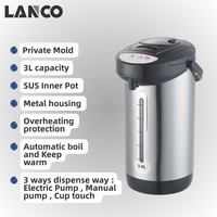 Bouilloire électrique en acier inoxydable LANCO, distributeur d'eau intelligent, théière, samovar, chauffe-eau, thermos électrique, usage domestique
