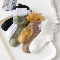 Chaussettes d'été pour filles, chaussettes à volants pour bébés et enfants, chaussettes en coton à volants blancs et noirs en dentelle pour enfants de 1 à 14 ans
