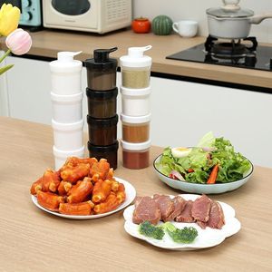 Stackable Condiment Container Plastic <b>Spice</b> <b>Jar</b> With Lid For Kitchen Camping Use M Size Freshness Preservation - Product Image 1
