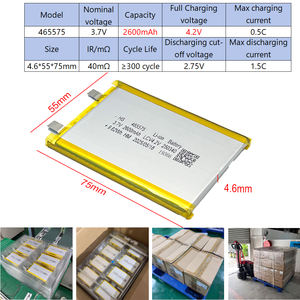 Batteria ai Polimeri di Litio 465575 3.7v 2600mAh Diretta dalla Fabbrica, Cella al Litio Personalizzabile 601530 per Laptop <span class=keywords><strong>Samsung</strong></span> e Altoparlanti Portatili - Product Image 2
