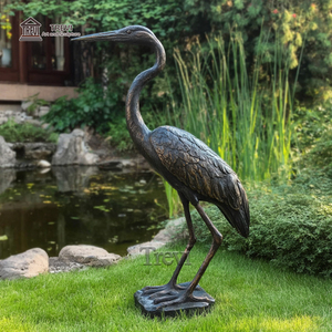 Escultura de patio al aire libre, estatua de garza de jardín de <span class=keywords><strong>Metal</strong></span>, escultura de pájaro de bronce de tamaño real a la venta - Product Image 5