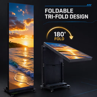 Afficheur LED Commercial Pliable sur Pied P2.0, Cabinet Mince, Roulettes, Haute Luminosité, 8K HDR 1000, Affichage Numérique, Compatible Lumière du Soleil