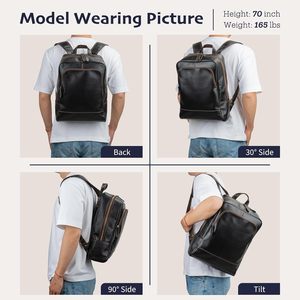Leather <b>Backpack</b> for Men 15.6" Laptop <b>Backpack</b> top-Grain Leather <b>Backpack</b> Brown <b>Medium</b> Size - Product Image 5