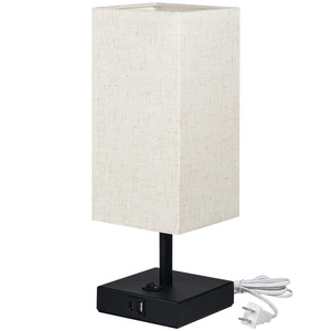 Modern LED <strong>Table</strong> Lamp with Plastic Base Fabric Shade AC Powered Small Bedside Desk Lamp for Bedroom Living Room Home Hotel Decor - Product Image 1