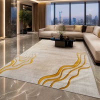Moderner Goldener Wellendesign-Teppich mit Weicher Baumwollstoff-Unterlage Atmungsaktiver Flächenteppich für Luxuriöses Wohnzimmer Schlafzimmer Dekor