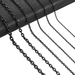 Collier chaîne Rolo en acier inoxydable pour hommes et femmes, couleur noire, plaqué, maillons en métal, collier ras du cou, accessoires de bijoux, cadeau - Product Image 2