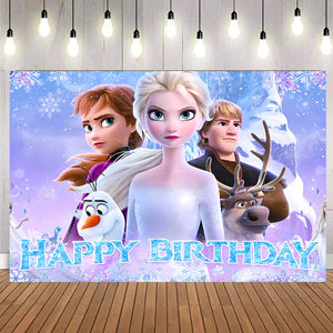 Frozen <span class=keywords><strong>princesse</strong></span> Elsa affiche fond joyeux anniversaire fête décorations bannière poste arrière-plans décors - Product Image 4