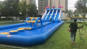 Le parc aquatique extérieur commercial grand adulte badine la <span class=keywords><strong>piscine</strong></span> gonflable sur des jeux d'eau gonflables de terre - Product Image 5