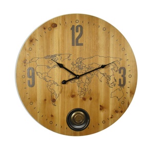 Horloge murale à pendule en bois décorative vintage de petite taille de 50 cm (20 pouces) avec un design de <span class=keywords><strong>carte</strong></span> du <span class=keywords><strong>monde</strong></span> - Product Image 4
