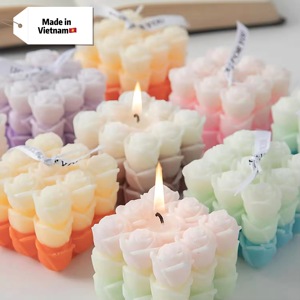 เทียนฟองรูปดอกไม้สำหรับงานแต่งงานวันวาเลนไทน์งานแฮนด์เมดไม่เหมือนใครเทียนหอมรูปทรงลูกบาศก์ไล่ระดับสี - Product Image 6