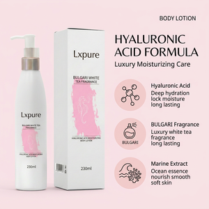 Lotion corporelle parfumée au thé blanc Lxpure, 230 ml, hydratante à l'acide hyaluronique, vitamine E et beurre de karité, <span class=keywords><strong>pour</strong></span> femmes, fabrication OEM - Product Image 2