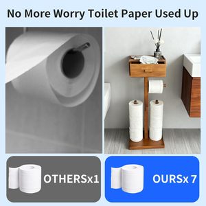 Moderno Soporte <span class=keywords><strong>de</strong></span> Papel Higiénico para Sala <span class=keywords><strong>de</strong></span> Estar con Estante, Soporte Multifuncional <span class=keywords><strong>de</strong></span> Madera para Rollos, Cajón <span class=keywords><strong>de</strong></span> Almacenamiento para Toallitas Húmedas - Product Image 5