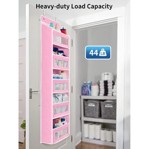 Over The Door Organizer Storage 5 <b>Shelf</b> Hanging Pink Fabric Multifunctional For Nursery Bathroom Neatening - Product Image 6
