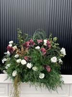 Lys à toucher réel, feuilles de clochettes européennes, Hortensia rose clair et vert, Fleurs de lys Cala, Chemin de table floral pour mariage