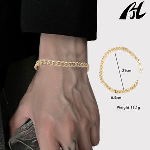 Di alta qualità in ottone placcato Oro 18K Oro Laminado cubano catenella bracciale Hip Hop da donna catena - Product Image 2