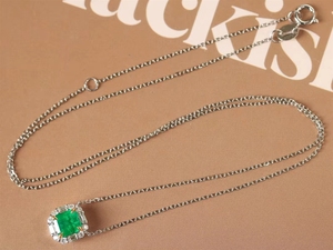 สร้อยคอทองคำแท้ 18K ประดับมรกตสีเขียวสดใส 1 กะรัต รุ่น Xinfly Au750 Zambia Vivid Green ดีไซน์หรูหรา น้ำหนัก 0.17 กรัม - Product Image 3