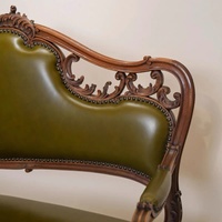 Vente directe d'usine, canapé en bois massif rétro américain, fauteuil de salon en cuir sculpté, personnalisable