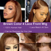 Perruque Courte Carrée 13x4 HD Lace Frontale Cheveux Humains 100% Vietnamiens, Double Traitement Super Lisse, Marron Chocolat, pour Femmes Noires