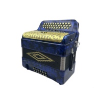 Accordéon professionnel diatonique SEASOUND à 34 boutons, 12 basses, 3 registres, en celluloïd bleu, grille dorée, boutons dorés JB3412C Acordeon