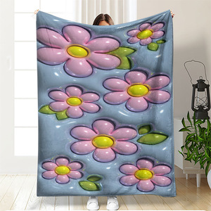 Manta de Franela Floral, Manta para Siesta, Resistente a la Decoloración, Ligera, para Cama, Sofá, Sillón, Impresión Personalizada, Venta al por Mayor 2 - Product Image 2