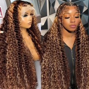 Parrucca riccia a tubo piccolo in stile africano, in offerta speciale, naturale e realistica, marrone/bionda, alla moda, colore piano, con pizzo frontale a pois - Product Image 2