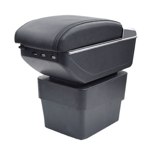 Vtear-reposabrazos de cuero para <span class=keywords><strong>Skoda</strong></span> <span class=keywords><strong>octavia</strong></span> A7, caja de almacenamiento con interfaz USB, hilo rojo, decoración interior de coche, ABS, reposabrazos, accesorios - Product Image 1