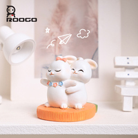 Figurine de lapin en résine artisanale originale Roogo Adorable, motif lapin champignon, mignon lapin endormi, ornement de jardin