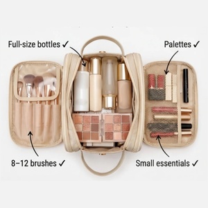 Sac de rangement cosmétique imprimé sur mesure pour femmes, organiseur de <span class=keywords><strong>maquillage</strong></span> portable, multi-poches, porte-pinceaux, utilisation quotidienne en voyage, OEM ODM personnalisé - Product Image 2