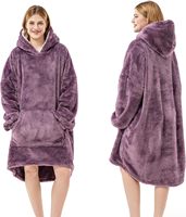Robe de détente pour femme, style nordique, à capuche, couleur unie, en peluche longue et moelleuse, coupe oversize, avec poche kangourou, en polyester, pour l'hiver
