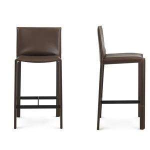 현대적인 이탈리아산 고급 가죽 바 스툴, 북유럽 스타일 등받이 포함, 호텔, 식당 및 욕실용 - Product Image 1