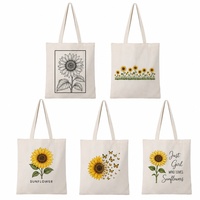 Sacs fourre-tout pliables en toile de coton recyclé avec logo couleur personnalisé, imprimé dessin animé par transfert thermique pour la publicité et les courses