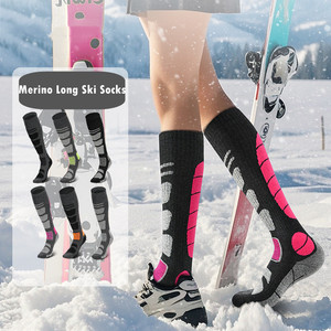 Chaussettes de <span class=keywords><strong>ski</strong></span> mi-hautes en laine mérinos pour hommes et femmes, anti-ampoules, épaisses, en tissu éponge, chaudes, pour le <span class=keywords><strong>ski</strong></span>, la motoneige, l'alpinisme - Product Image 1