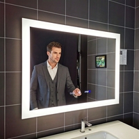 Miroir de salle de bain LED intelligent à intensité variable, personnalisé en usine, rectangulaire, moderne, avec fonction anti-buée, éclairage LED mural, miroir de vanité OEM