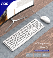 Clavier filaire AOC KM151, 104 touches, USB 2.0, clavier à membrane, faible bruit, résistant aux éclaboussures, pour ordinateur de bureau, ordinateur portable, usage domestique et professionnel