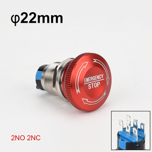 Interruptor de Parada de Emergencia Electrónico de Alta Calidad, Tipo Hongo Rojo, 22mm, Acero Inoxidable, LED, IP65, CE, 250V, 3A, 1NO - Product Image 3