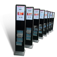 Kiosque publicitaire LCD Android Wifi avec porte-revues, support de sol numérique vertical intérieur de 22 à 32 pouces